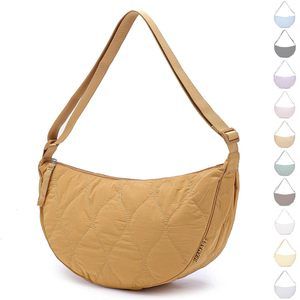 Large Nylon Embroidery Crossbody Bag Men Trendy, Waterproof Quilted :>